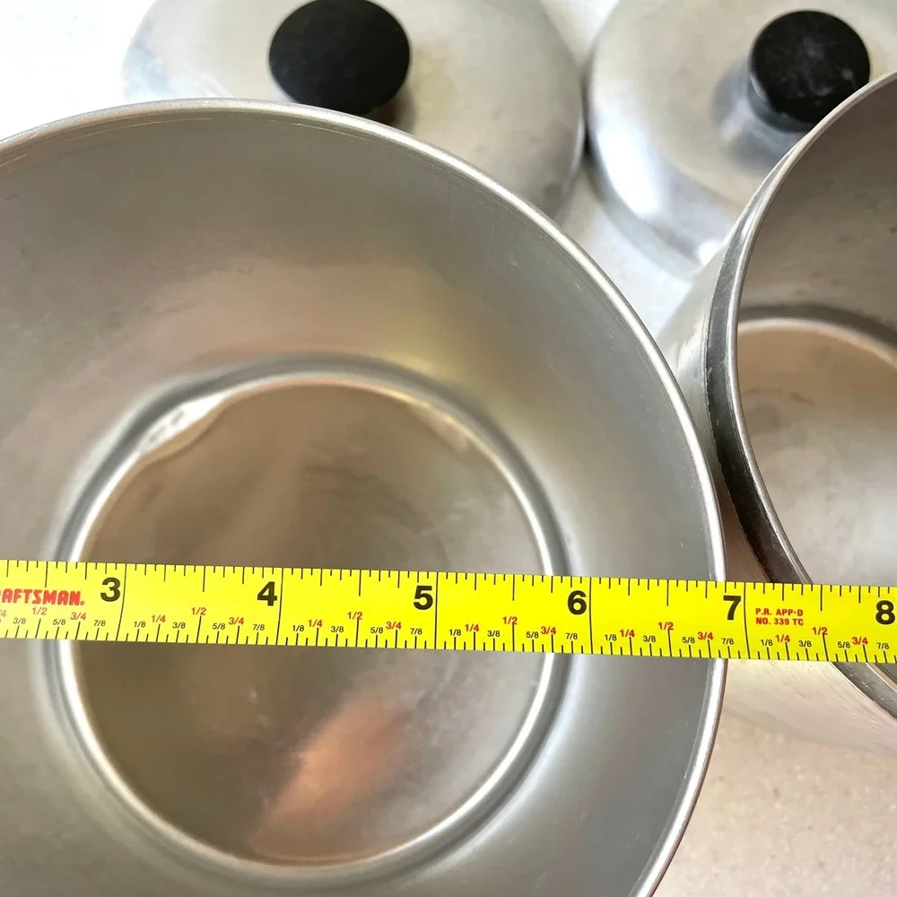 1950s Vintage Spun Aluminum Kitchen Canister Set of 4 Nesting Art Deco MCM
